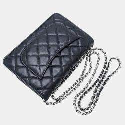 Chanel Black Caviar Skin Classic Chain Wallet