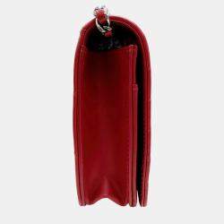 Pre Owned محفظة شانييل بوي بالسلسلة جلد عجل أحمر مبطن