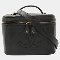Chanel Black Caviar Skin Coco Mark Vanity Bag