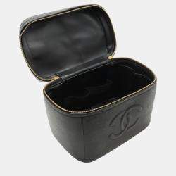 Chanel Black Caviar Skin Coco Mark Vanity Bag