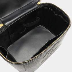 Chanel Black Caviar Skin Coco Mark Vanity Bag