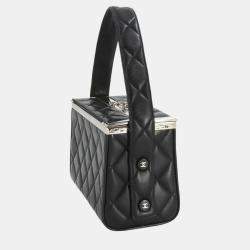 Chanel Black Leather Matelasse Vanity Handbag