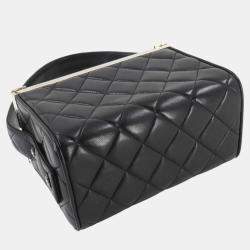 Chanel Black Leather Matelasse Vanity Handbag