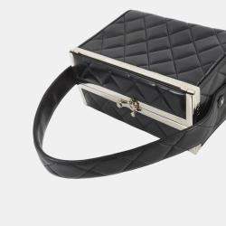 Chanel Black Leather Matelasse Vanity Handbag