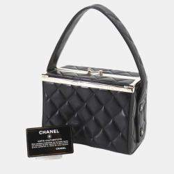 Chanel Black Leather Matelasse Vanity Handbag