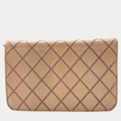 Chanel Beige Leather Wild Stitch Chain Wallet