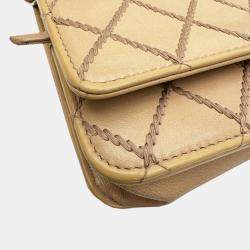 Chanel Beige Leather Wild Stitch Chain Wallet