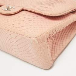 Chanel Light Pink Python Jumbo Classic Double Flap Bag