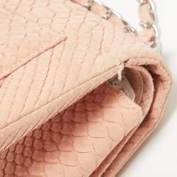 Chanel Light Pink Python Jumbo Classic Double Flap Bag