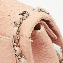 Chanel Light Pink Python Jumbo Classic Double Flap Bag