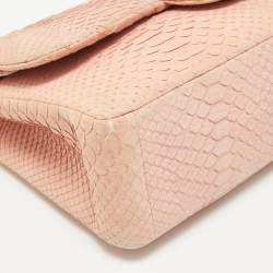 Chanel Light Pink Python Jumbo Classic Double Flap Bag