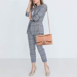 Chanel Light Pink Python Jumbo Classic Double Flap Bag