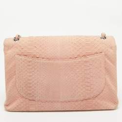 Chanel Light Pink Python Jumbo Classic Double Flap Bag