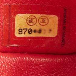Pre Owned Chanel Red Quilted Caviar Leather East/West Classic Flap Bag