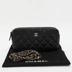 Chanel Black Quilted Leather CC Wallet On Chain