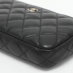 Chanel Black Quilted Leather CC Wallet On Chain