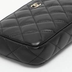 Chanel Black Quilted Leather CC Wallet On Chain