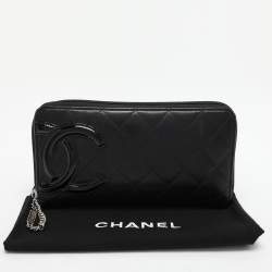 Pre Owned Chanel Black Leather CC Cambon Ligne Zip Around Wallet