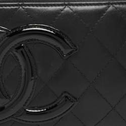 Pre Owned Chanel Black Leather CC Cambon Ligne Zip Around Wallet