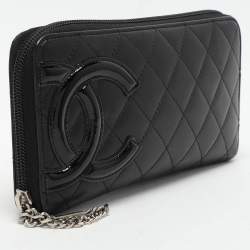 Pre Owned Chanel Black Leather CC Cambon Ligne Zip Around Wallet
