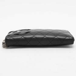 Pre Owned Chanel Black Leather CC Cambon Ligne Zip Around Wallet