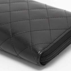 Pre Owned Chanel Black Leather CC Cambon Ligne Zip Around Wallet