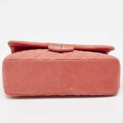 Pre Owned Chanel Coral Pink Caviar Leather Jumbo Classic Double Flap Bag