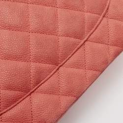 Pre Owned Chanel Coral Pink Caviar Leather Jumbo Classic Double Flap Bag