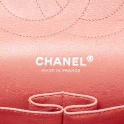 Pre Owned Chanel Coral Pink Caviar Leather Jumbo Classic Double Flap Bag