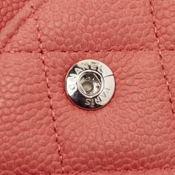 Pre Owned Chanel Coral Pink Caviar Leather Jumbo Classic Double Flap Bag