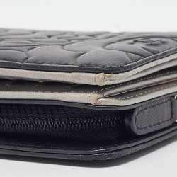 Chanel Black Leather CC Camellia French Wallet