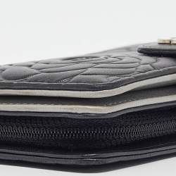Chanel Black Leather CC Camellia French Wallet