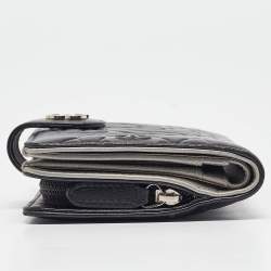 Chanel Black Leather CC Camellia French Wallet