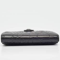 Chanel Black Leather CC Camellia French Wallet