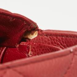 Pre Owned Chanel Red Caviar Leather Medium Classic Double Flap Bag