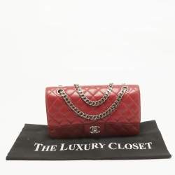 Pre Owned Chanel Red Caviar Leather Medium Classic Double Flap Bag