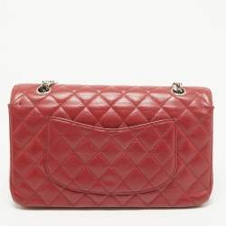 Pre Owned Chanel Red Caviar Leather Medium Classic Double Flap Bag