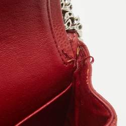 Pre Owned Chanel Red Caviar Leather Medium Classic Double Flap Bag
