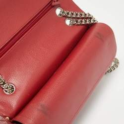 Pre Owned Chanel Red Caviar Leather Medium Classic Double Flap Bag