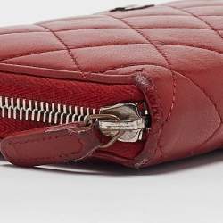 Chanel Red Quilted Leather CC Zip Continental Wallet