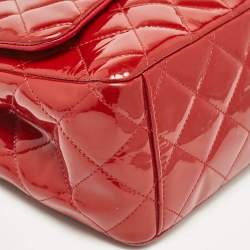 Chanel Red Quilted Patent Leather Maxi Classic Double Flap Bag