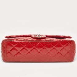Chanel Red Quilted Patent Leather Maxi Classic Double Flap Bag
