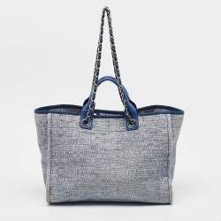 Chanel Blue Tweed Large Deauville Shopping Tote