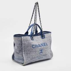 Chanel Blue Tweed Large Deauville Shopping Tote