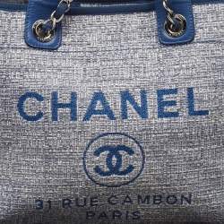 Chanel Blue Tweed Large Deauville Shopping Tote