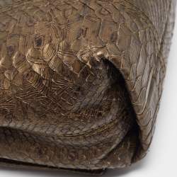 Pre Owned Chanel Olive Green Python Paris-Byzance Flap Bag 