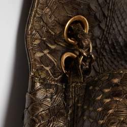 Pre Owned Chanel Olive Green Python Paris-Byzance Flap Bag 