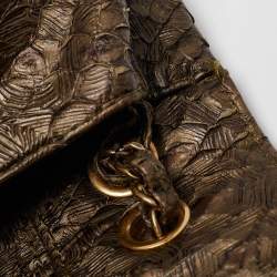 Pre Owned Chanel Olive Green Python Paris-Byzance Flap Bag 