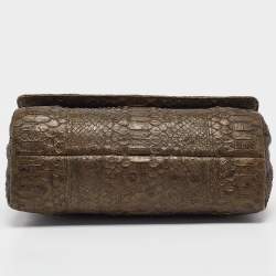 Pre Owned Chanel Olive Green Python Paris-Byzance Flap Bag 