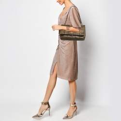 Pre Owned Chanel Olive Green Python Paris-Byzance Flap Bag 
